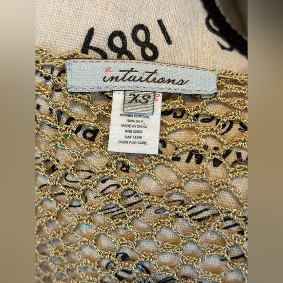 intuitions Gold with Iridescence Sequin Cardigan shrug size xsmall - Picture 11 of 13